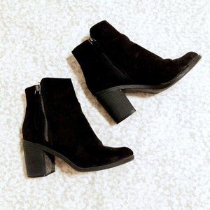 Black Double Zip Heeled Booties - SIZE 7.5